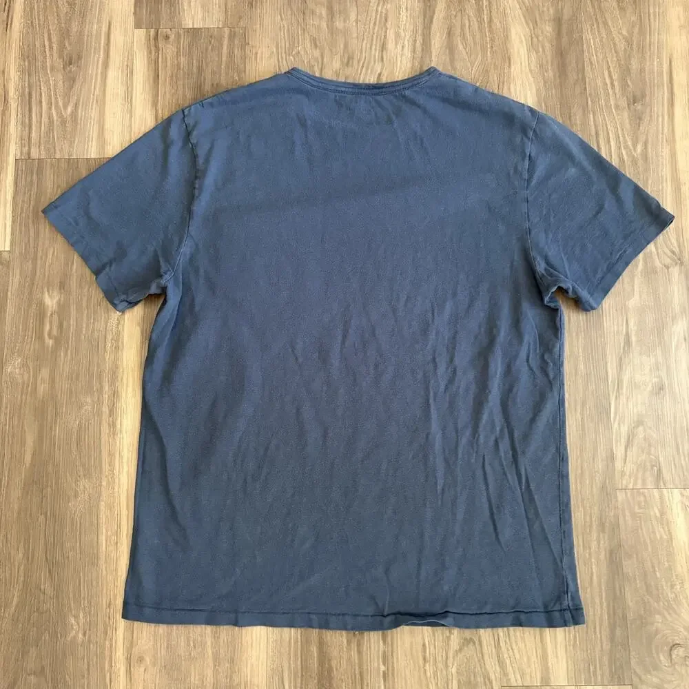 J.Crew Garment Dyed T-Shirt Men's Size L Blue Short Sleeve Pocket Slub Cotton